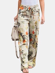 Floral print stretch pants