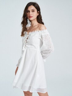 Lace dress with bow tie