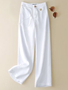 Plain straight fit trousers