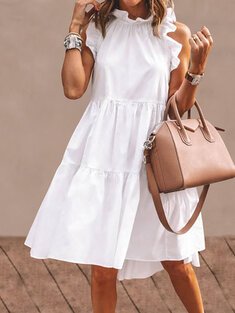 Pleated sleeveless ruffled dress