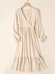 Swiss maxi dress with V-neck and wrap points